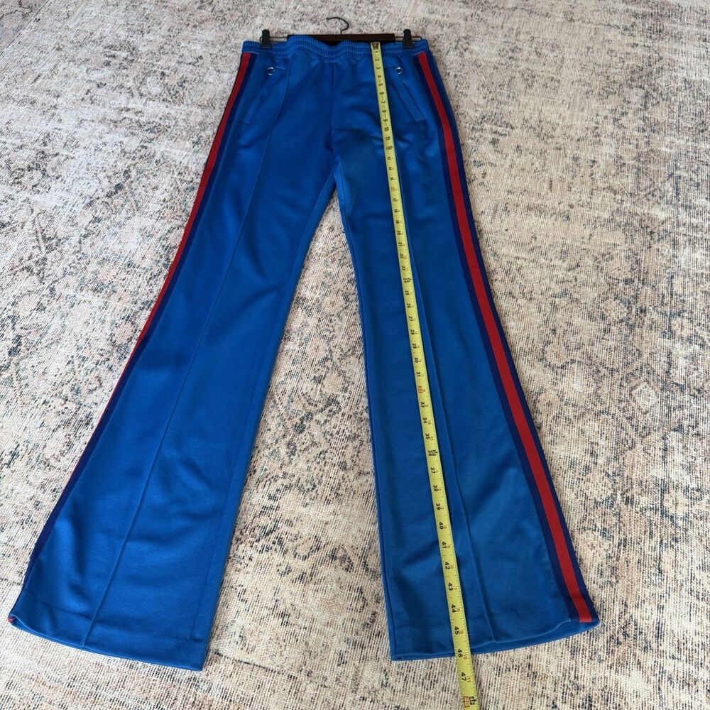 GUCCI blue red webbing trims flare cropped track pants Women’s Medium Pleated - Picture 8 of 16